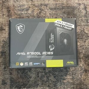 MSI MAG A750GL PCIE5 Power Supply - Black and Yellow